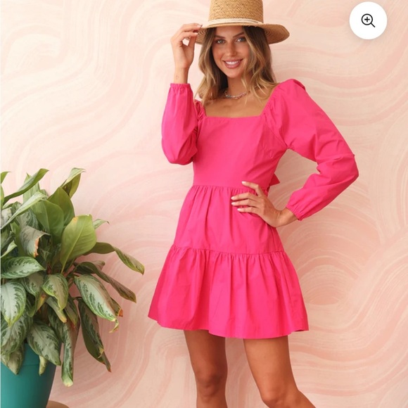 Adelyn Rae SANDI POPLIN TIE BACK Mini Dress Fuschia Pink Sz XS NEW - Picture 1 of 12